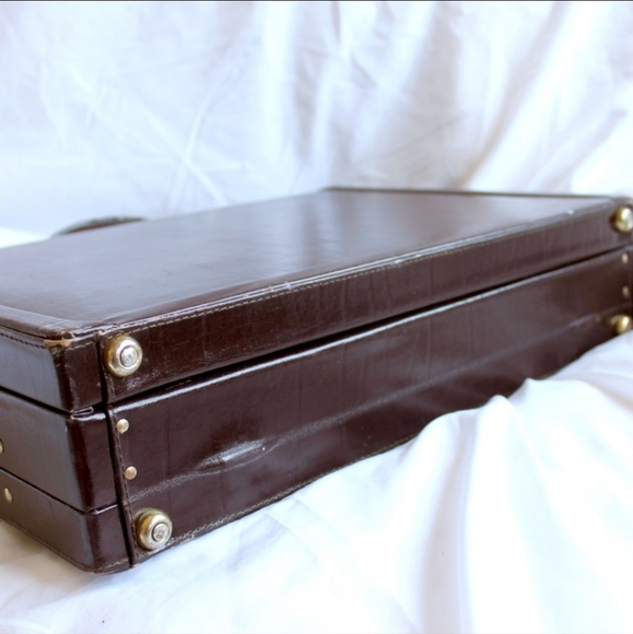 VINTAGE Genuine Leather Suitcase Buxton Brown | Excellent Condition Retro Unisex - Picture 13 of 15